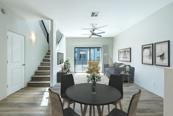 Dining Area and Living Room at Dolce Villagio Lofts in Tempe Arizona January 2021